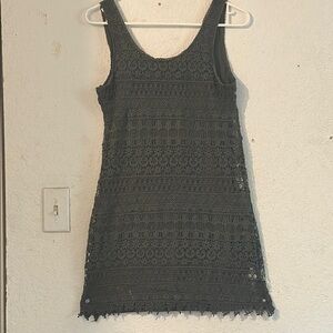 Divided Green Sleeveless Sheath Mini Dress Scoop Neck